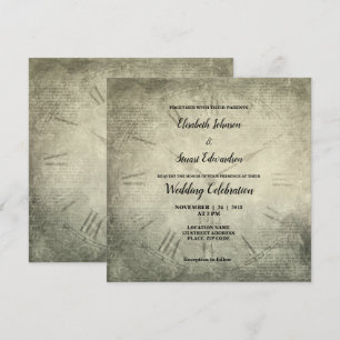 Invitation mariage de motif de script d'horloge rustique Vint