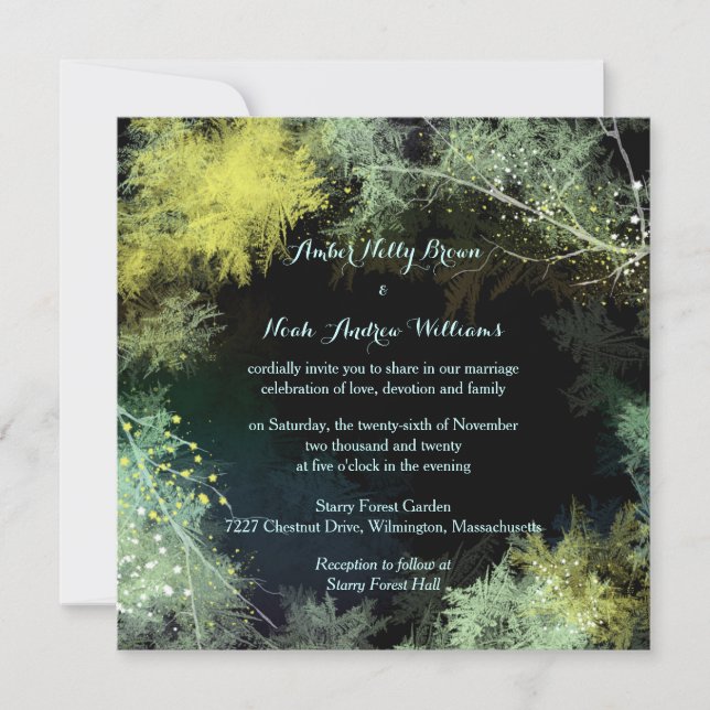 Invitation Mariage de mysticisme magique de la forêt étoilée (Devant)