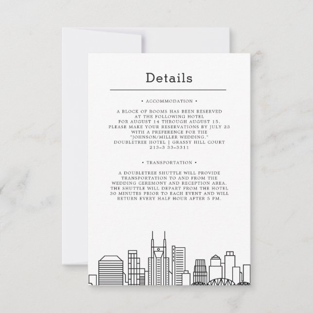 Invitation Mariage de Nashville | Détails de l'invité (Devant)
