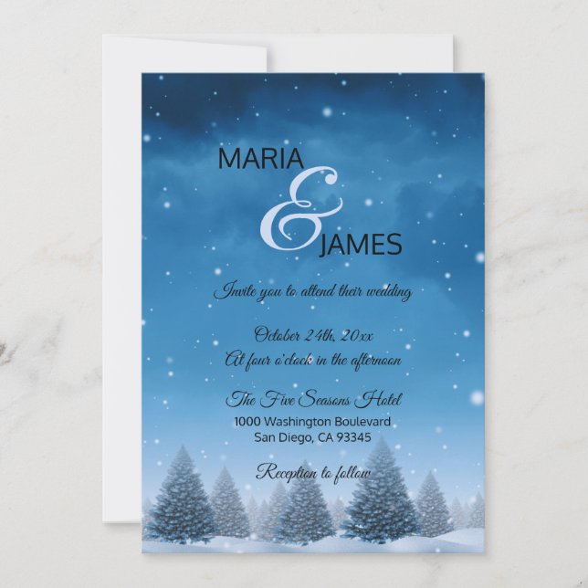 Invitation Mariage de neige d'hiver (Devant)