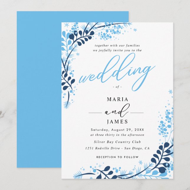 Invitation Mariage de neige d'hiver (Devant / Derrière)