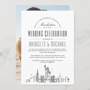 Invitation Mariage de New York   Ligne Skyline Ville Déco Mod