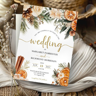 Invitation Mariage de Noël au Citron d'Hiver et à la Cannelle