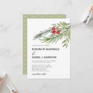 Invitation Mariage de Noël avec feuillage festif