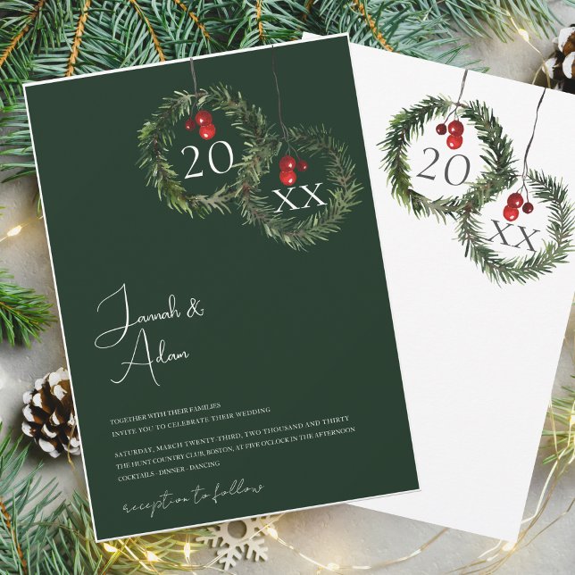Invitation Mariage de Noël du Festival Vert Émeraude d'hiver (Créateur téléchargé)