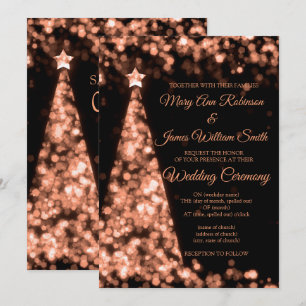 Invitation Mariage de Noël Élégant Rose Gold Noir