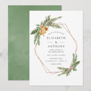 Invitation Mariage de Noël géométrique à l'aquarelle Holly Jo