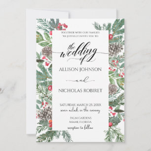 Invitation Mariage de Noël hivernal élégant