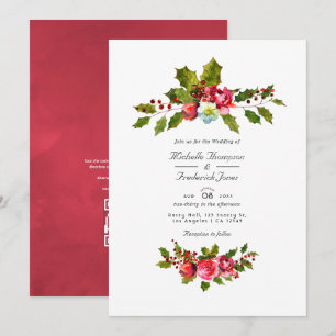 Invitation Mariage de Noël Holly QR Code RSVP
