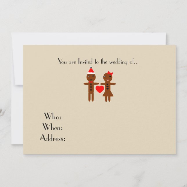Invitation mariage de Noël Homme et Femme en pain d'épice (Devant)