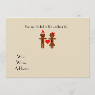 Invitation mariage de noël homme et femme en pain d'épice