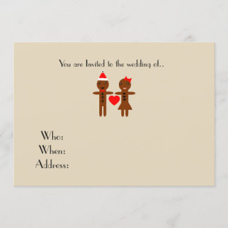 Invitation mariage de Noël Homme et Femme en pain d'épice