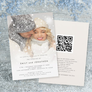 Invitation Mariage de Noël QR avec superposition de photo mod