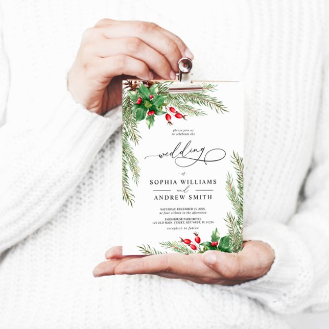 Invitation Mariage de Noël Red Berries (Créateur téléchargé)