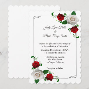 Invitation Mariage De Noël Rose Rouge Et Blanc