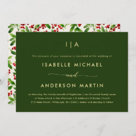 Invitation Mariage de Noël rustique Vert