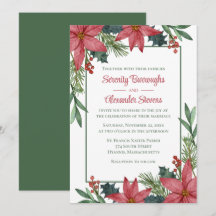 Mariage de Noël vert rouge Poinsettia