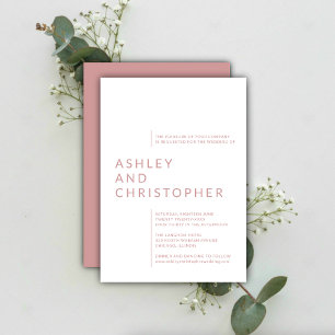 Invitation Mariage de noms isolés minimaliste Dusty Rose