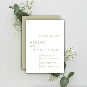 Invitation Mariage de noms isolés minimalistes vert Sage