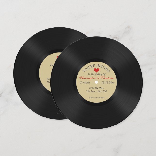Invitation Mariage de nouveauté de l'album d'enregistrement p (Devant / Derrière)