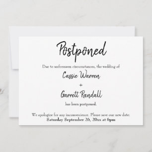 Invitation Mariage de nouvelle date "reporté"