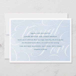 Invitation Mariage de nuage d'aquarelle bleu enchantant