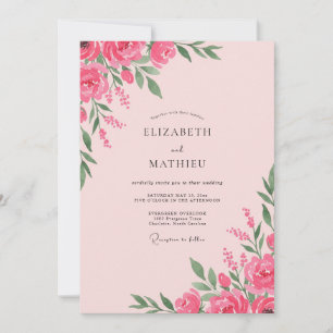 Invitation Mariage de Paeony Magenta Rosé