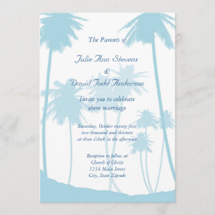 Invitation Mariage de palmier bleu tropical