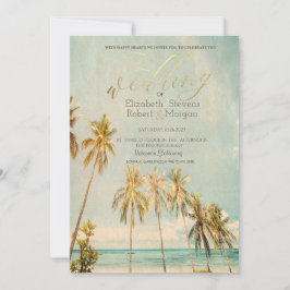 Invitation Mariage de palmiers de plage Retro