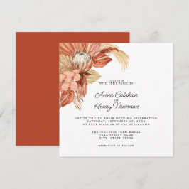 Invitation Mariage de Pampas Florale Séchée de Boho en terre 