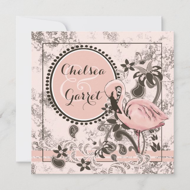 Invitation Mariage de paradis de Flamant rose (Devant)
