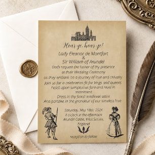 Invitation Mariage de parchemin de la Renaissance médiévale