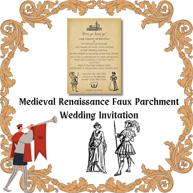 Invitation Mariage de parchemin de la Renaissance médiévale (Medieval Renaissance Faux Parchment Wedding Invitation)