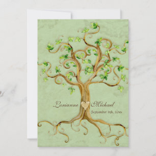 Invitation Mariage de parchemin vert antique des racines de l