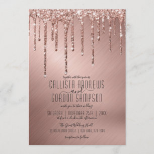 Invitation Mariage de Parties scintillant de  en or Rose de l