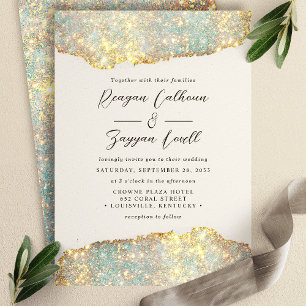 Invitation Mariage de Parties scintillant de script de reflet