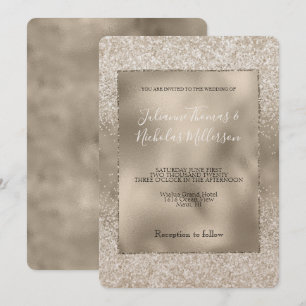 Invitation Mariage de Parties scintillant dorée blanc Champag