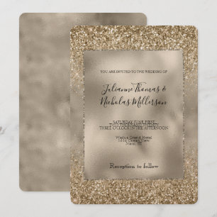 Invitation Mariage de Parties scintillant Glam Glitzy Gold