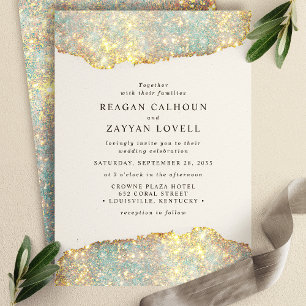 Invitation Mariage de Parties scintillant Glam moderne Hologr
