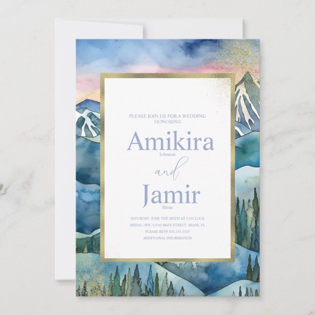 Invitation Mariage de Parties scintillant Mountain Dreamy Wat (Devant)