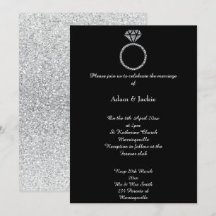 Invitation Mariage de Parties scintillant noire Luxe Diamond 