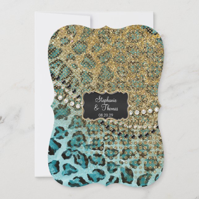Invitation Mariage de Parties scintillant Poster de animal Aq (Devant)