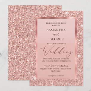 Invitation Mariage de Parties scintillant rose Gold
