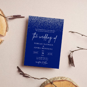Invitation Mariage de Parties scintillant Royal Blue et Silve
