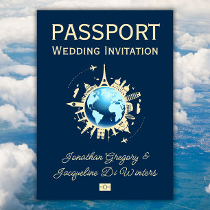 Invitation Mariage de passeport de destination Globe Fun pers