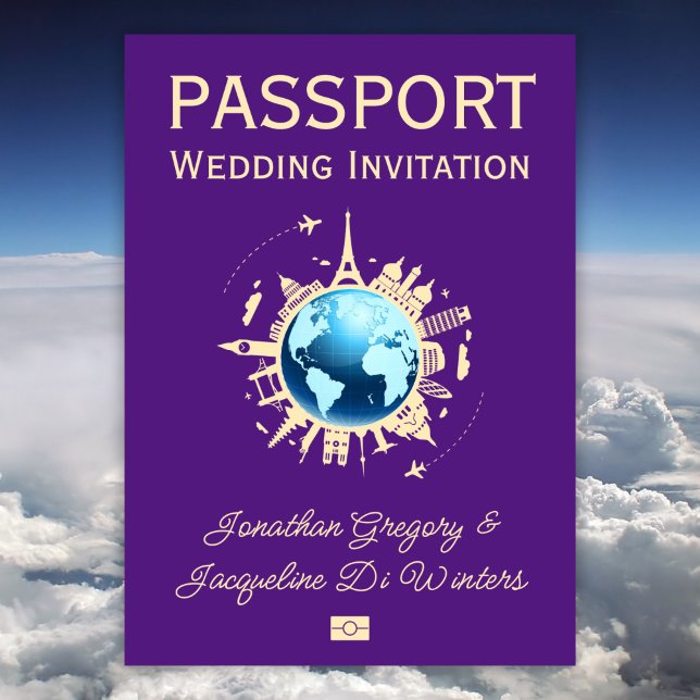 Invitation Mariage de passeport de destination Globe Fun pers (Créateur téléchargé)