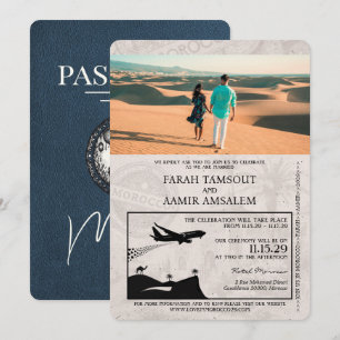 Invitation Mariage de passeport de la Marine bleu Maroc