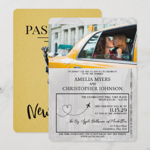 Invitation Mariage de passeport de New York jaune