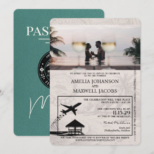 Invitation Mariage de passeport des Maldives Turquoise