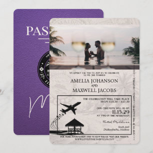Invitation Mariage de passeport mauve Maldives